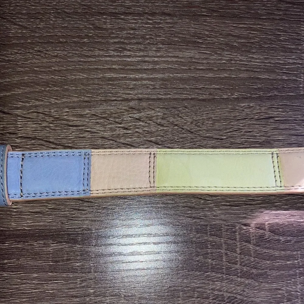 Vintage Women’s 32” Vintage Color Block Fossil Leather Belt